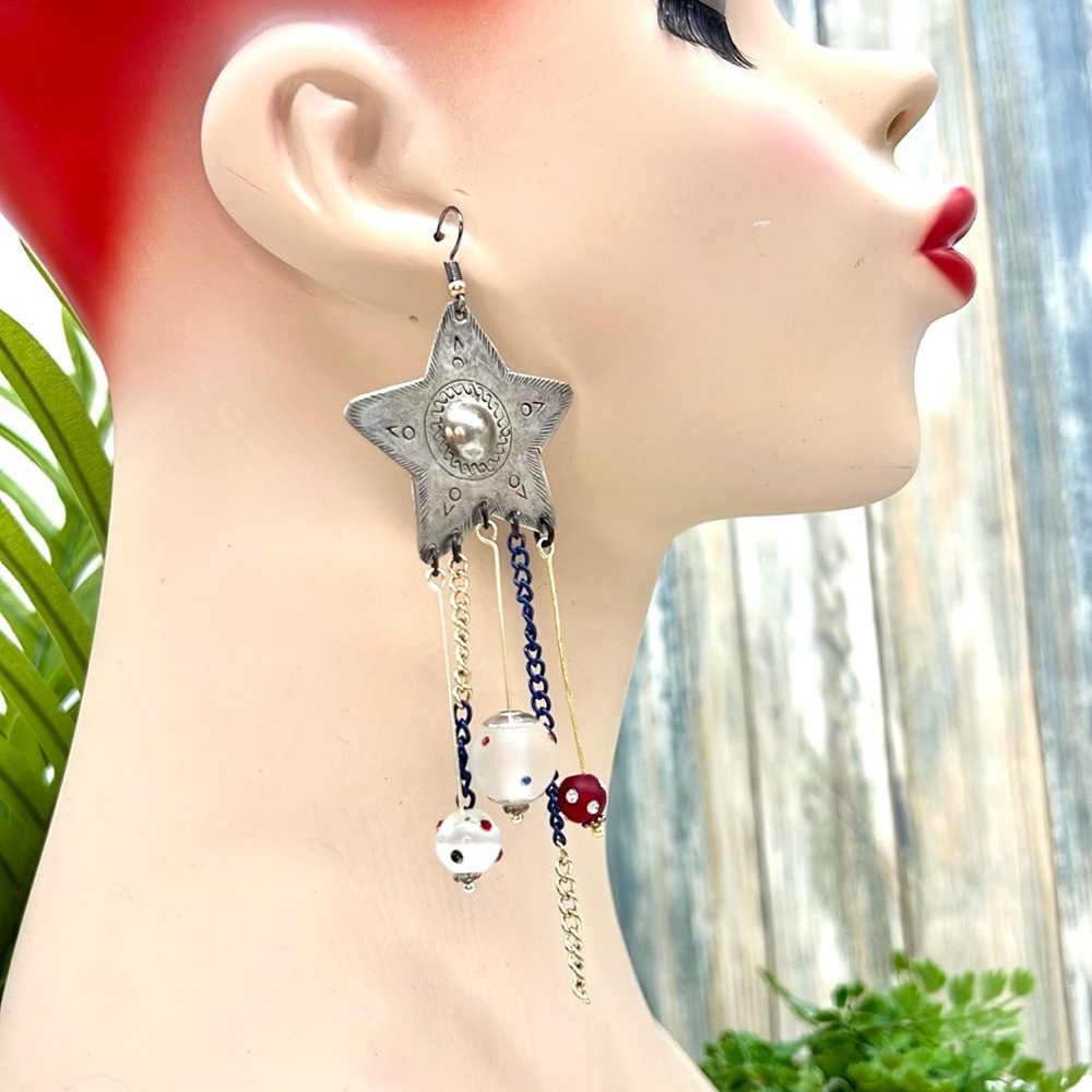 🌟Adorned Crown Jewelry july 4th independence Star spangled earrings